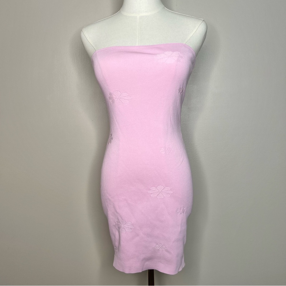 Peppermayo Pink‎ Strapless Floral Bodycon Dress | Y2K Coquette Cottagecore Mini